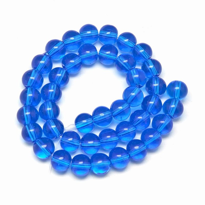 Oval Glass Beads 8mm x 6mm - Royal Blue - 1 Strand 78 Beads - BD071