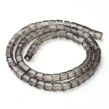 4mm Square Cube Glass - Grey - 13" Strand, About 75pcs