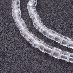 4mm Square Cube Glass - Transparent Clear - 13" Strand, About 75pcs