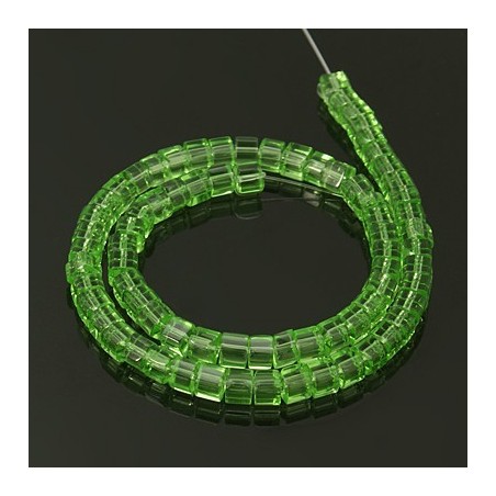 4mm Square Cube Glass - Lt. Green- 13" Strand, About 75pcs