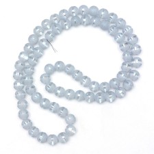 6mm Round Glass - Electroplated Frosted Light Steel Blue - 23 Inch Strand about 100pc