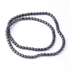 6mm Round Glass - Electroplated Frosted Black - 23 Inch Strand about 100pc