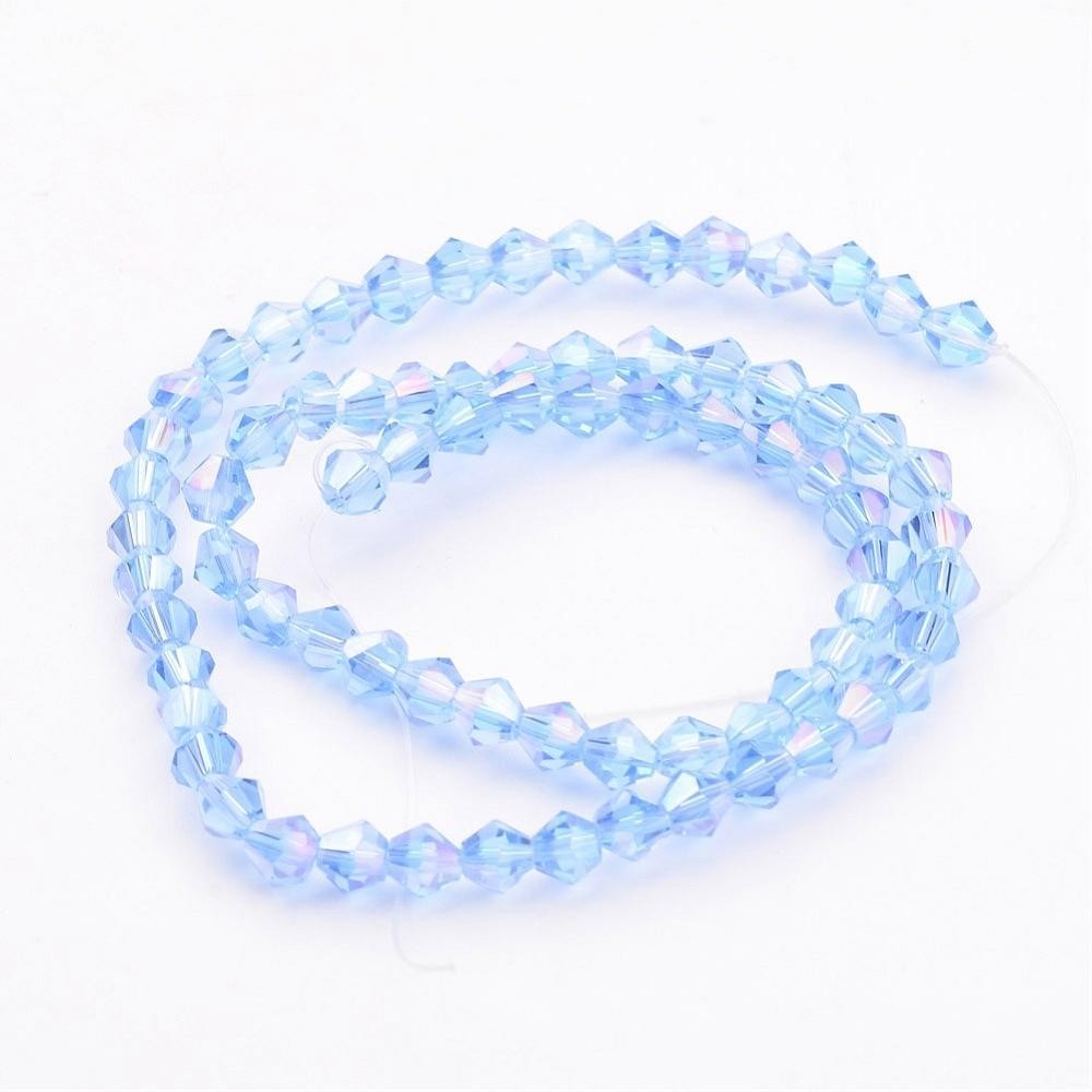13" Strand 83pc Aprox - 4mm Bicone Crystal Faceted Beads - Light Blue AB