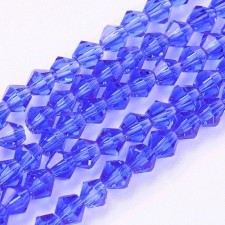 4mm Glass Bicone Faceted Beads - Blue 15" Strand 104pc Approx