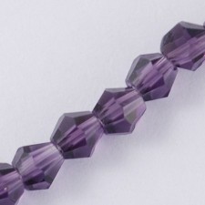 4mm Glass Bicone Faceted Beads - Purple 15" Strand 104pc Approx