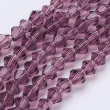 4mm Glass Bicone Faceted Beads - Old Rose 15" Strand 104pc Approx