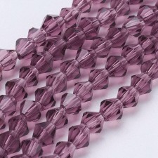 15" Strand 104pc Aprox - 4mm Bicone Faceted Beads - Old Rose