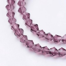 15" Strand 104pc Aprox - 4mm Bicone Faceted Beads - Old Rose