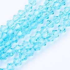 4mm Glass Bicone Faceted Beads - Lt. Sky Blue 15" Strand 104pc Approx