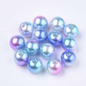 20g Deep Sky Blue Imitation Pearl Acrylic Beads, 8mm, Hole: 1.6mm