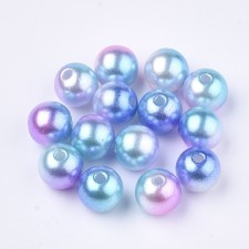 Sky Blue/Pink Imitation Pearl Acrylic Beads, 8mm 20g Bag