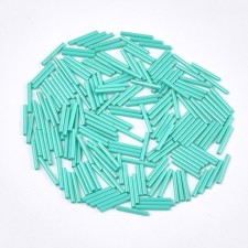 Long Glass Bugle Beads: 15mm Turquoise 20g