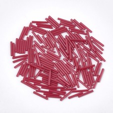 Long Glass Bugle Beads: 15mm Dark Red 20g