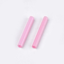Long Glass Bugle Beads: 15mm Pearl Pink 20g