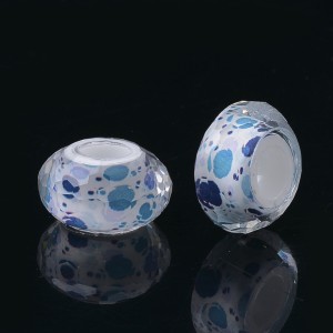 10Pc Large Hole Photo inside Faceted Round European Style beads