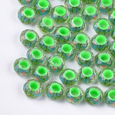 10Pc Large Hole Photo House and Tree inside Faceted Round European Style beads