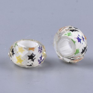 10Pc Large Hole Photo House and Tree inside Faceted Round European Style beads