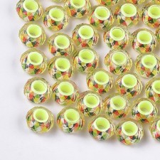 Large Hole Photo inside Faceted Round European Style beads