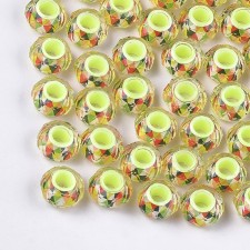 10Pc Large Hole Photo inside Faceted Round European Style beads