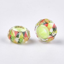 Large Hole Photo inside Faceted Round European Style beads