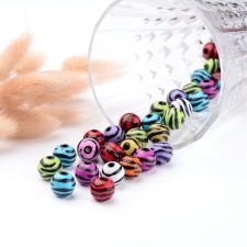 20g Zebra Stripes  Acrylic Beads, 11mm, Hole: 2.5mm