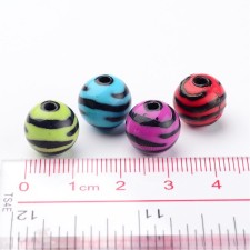 20g Zebra Stripes  Acrylic Beads, 11mm, Hole: 2.5mm