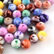 8mm Acrylic Round Beads - Mixed Swirl Colour - 20g