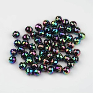 20g AB Prussian Blue Acrylic Beads, 6mm, Hole: 1mm
