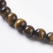 4mm Round Natural Tigers Eye Semi Precious Stone Beads, 8" Strand