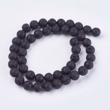 8mm Round Natural Lava Stone Beads, 15" Strand