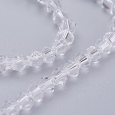 15" Strand 104pc Aprox - 4mm Bicone Faceted Beads - Clear