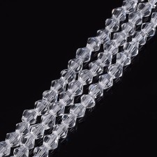 15" Strand 104pc Aprox - 4mm Bicone Faceted Beads - Clear