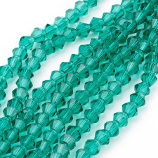 4mm Glass Bicone Faceted Beads - Dark Cyan 15" Strand 104pc Approx