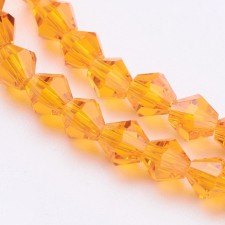 15" Strand 104pc Aprox - 4mm Bicone Faceted Beads - Orange