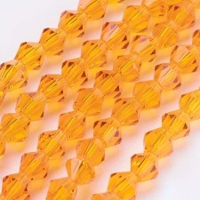 4mm Glass Bicone Faceted Beads - Orange - 15" Strand 104pc