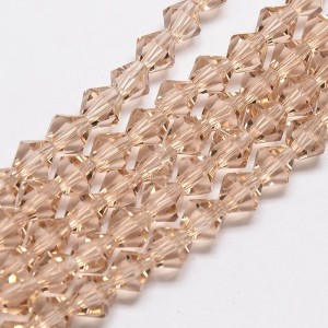 15" Strand 104pc Aprox - 4mm Bicone Faceted Beads - Peach Puff