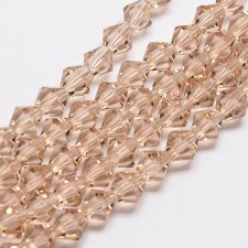 4mm Glass Bicone Faceted Beads - Peach Puff - 15" Strand 104pc