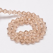 15" Strand 104pc Aprox - 4mm Bicone Faceted Beads - Peach Puff