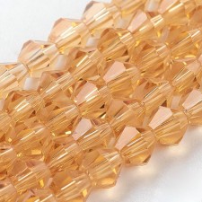 4mm Glass Bicone Faceted Beads - Gold - 15" Strand 104pc