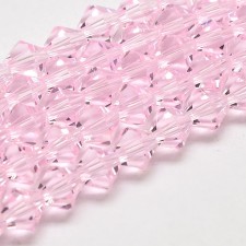 4mm Glass Bicone Faceted Beads - Pink - 15" Strand 104pc