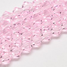 15" Strand 104pc Aprox - 4mm Bicone Faceted Beads - Pink