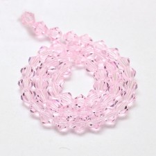 15" Strand 104pc Aprox - 4mm Bicone Faceted Beads - Pink