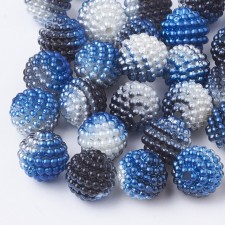 20pc Bumpy Blue Berry Acrylic Beads, 12mm, Hole: 1mm