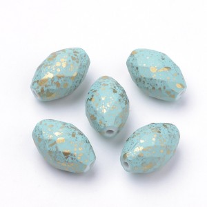 10pc Faceted Oval Acrylic Beads, Light Sky Blue, 17x11mm, Hole: 1.5mm
