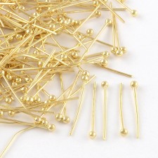 200pc Brass Bass Head Pins Gold Tone 30mm 0.5mm thick