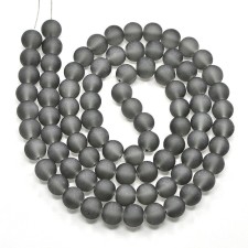 8mm Transparent Glass Frosted Matte 32" Strand - Grey