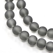 8mm Transparent Glass Frosted Matte 32" Strand - Grey