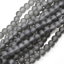8mm Transparent Glass Frosted Matte 16" Strand - Grey