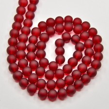 8mm Transparent Glass Frosted Matte 32" Strand - Dark Red