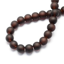 8mm Transparent Glass Frosted Matte 16" Strand - Coconut Brown